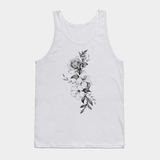 Lily Rose and Hibiscus Floral Tattoo Design Tank Top